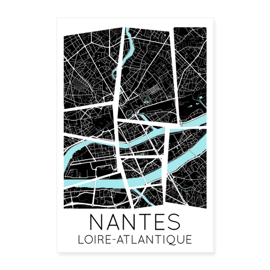 Poster Nantes - Plan Nantes - 60 x 90 cm - blanc