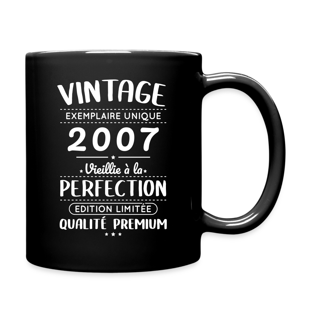 Mug uni - Anniversaire 18 Ans - Vintage 2007 - noir