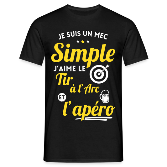 T-shirt Homme - J'aime le tir à l'arc et l'apéro - noir