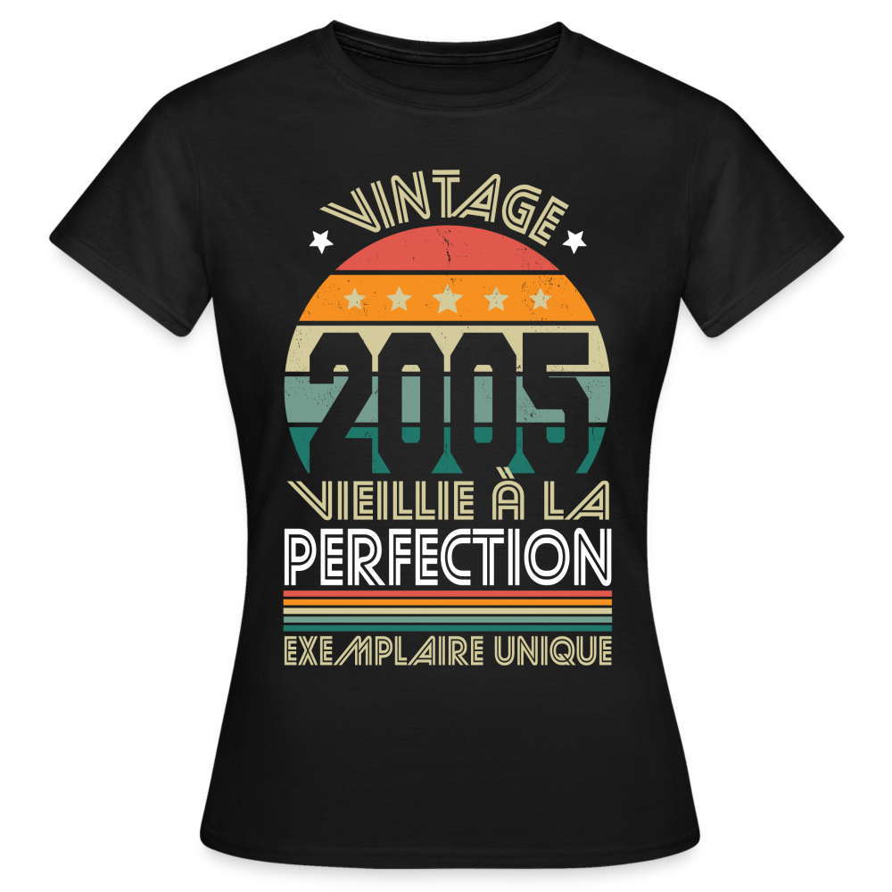 T-shirt Femme - Anniversaire 20 Ans - Vintage 2005 - noir