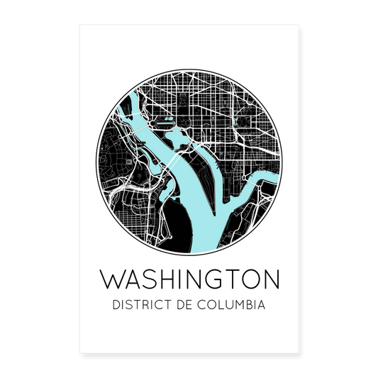 Poster Washington - Plan Washington - 60 x 90 cm - blanc