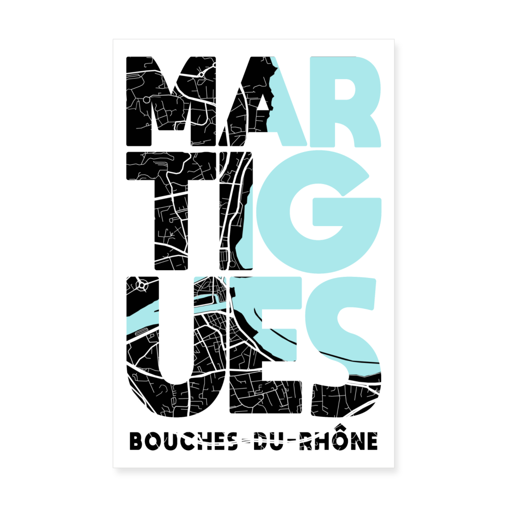 Poster Martigues - Plan Martigues - 20 x 30 cm - blanc