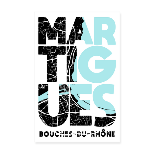 Poster Martigues - Plan Martigues - 20 x 30 cm - blanc