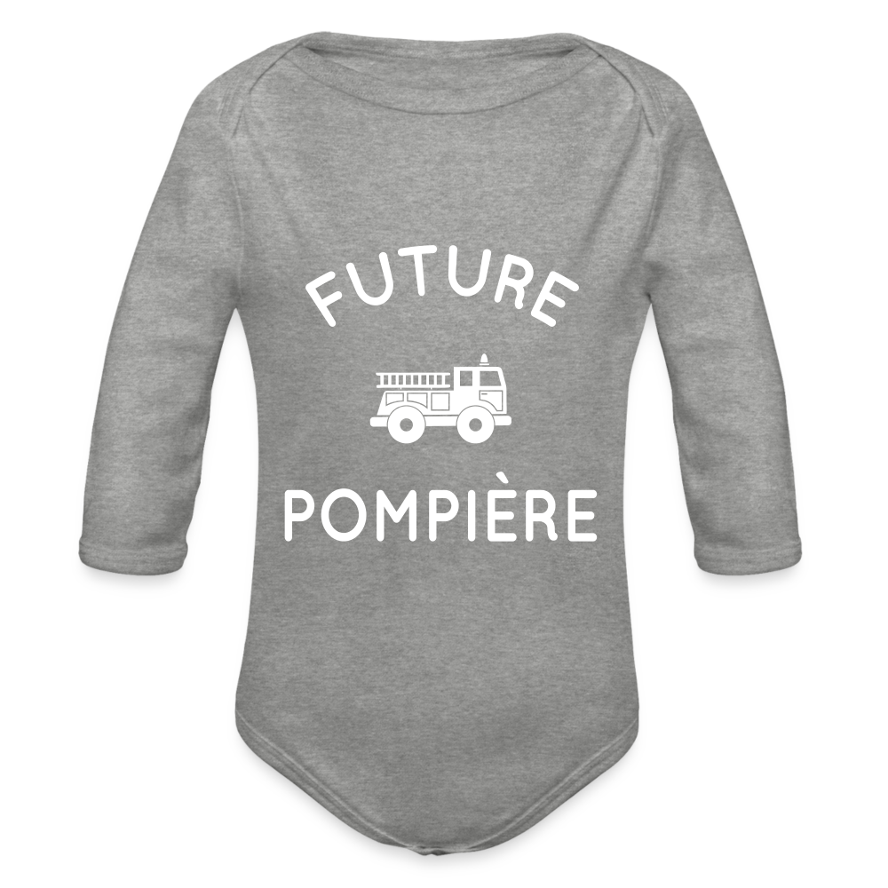 Body Bébé bio manches longues - Future pompière - gris chiné