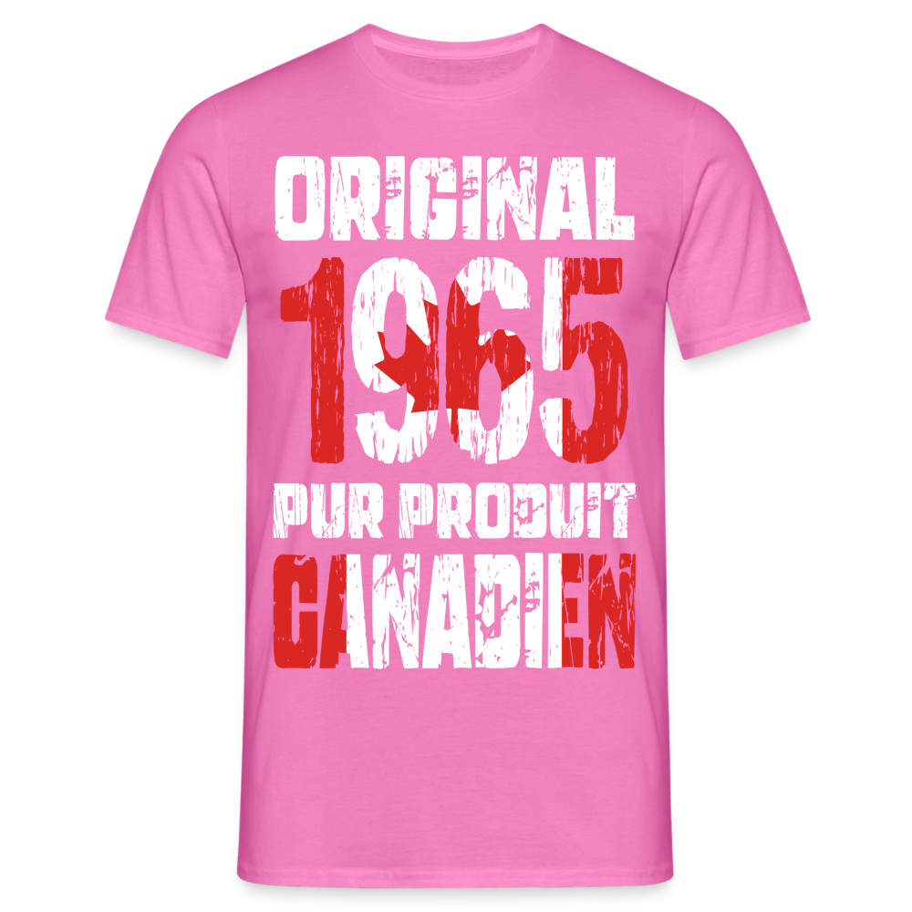 T-shirt Homme - Anniversaire 60 Ans - Original 1965 - Pur produit Canadien - rose