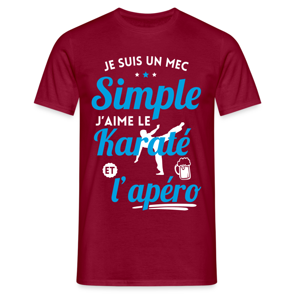 T-shirt Homme - J'aime le karaté et l'apéro - rouge brique