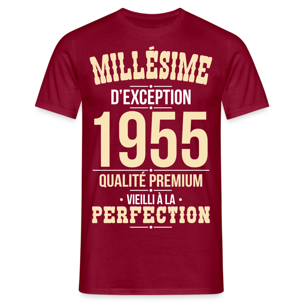 T-shirt Homme - Anniversaire 70 Ans - Millésime 1955 - rouge brique