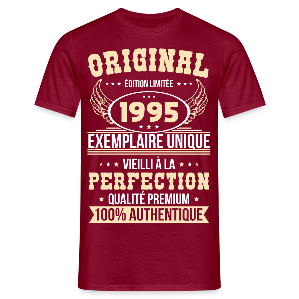 T-shirt Homme - Anniversaire 30 Ans - Original 1995 - rouge brique