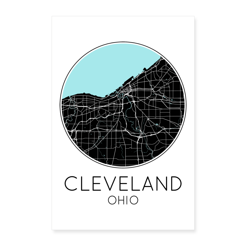 Poster Cleveland - Plan Cleveland - 60 x 90 cm - blanc