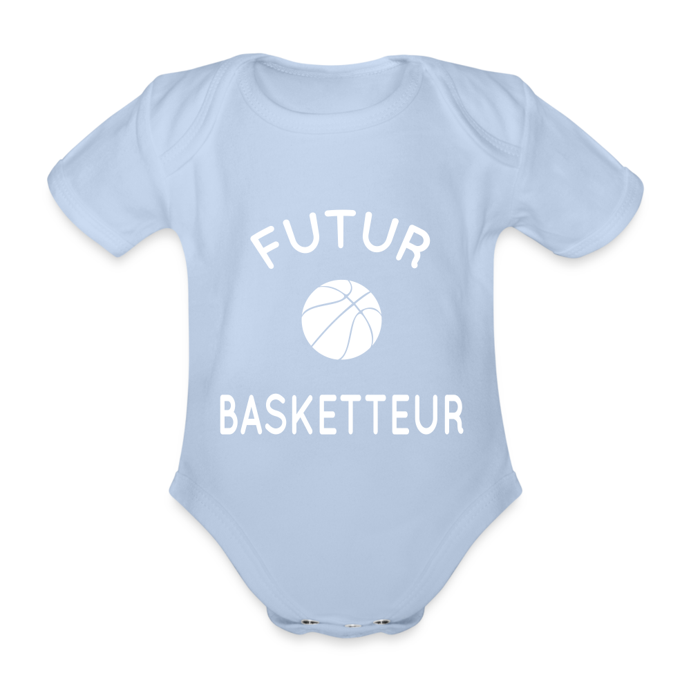 Body Bébé bio manches courtes - Futur basketteur - ciel