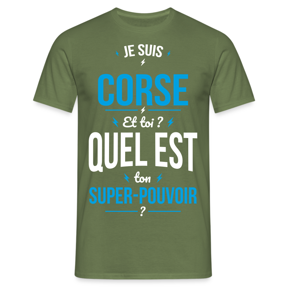 T-shirt Homme - Je suis Corse - Super-pouvoir - vert militaire