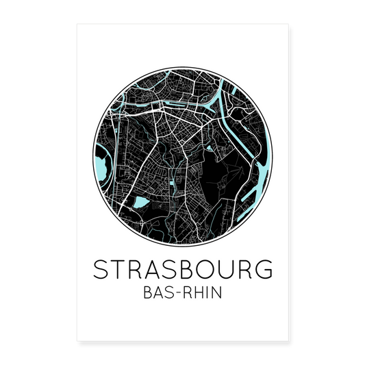 Poster Strasbourg - Plan Strasbourg - 40 x 60 cm - blanc