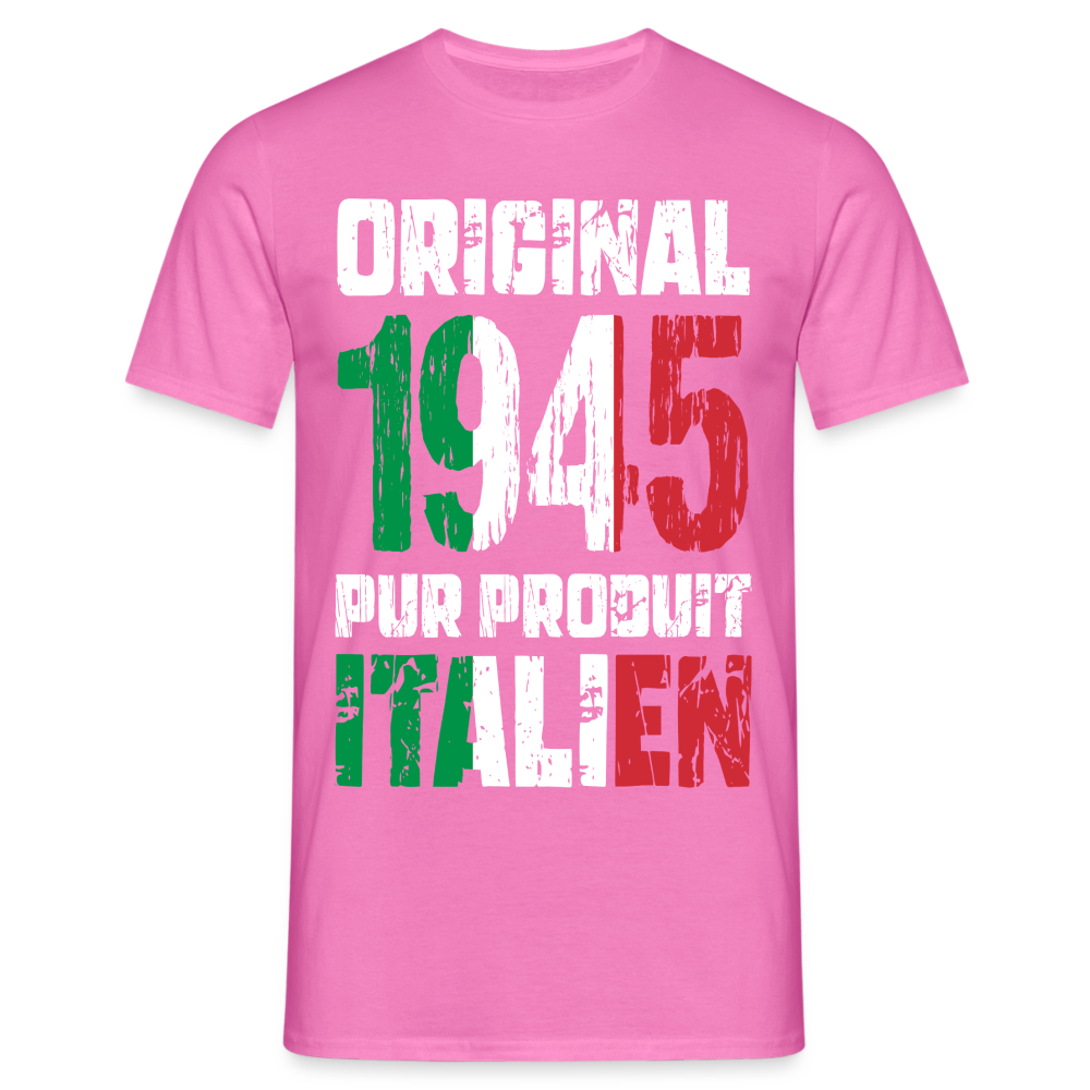 T-shirt Homme - Anniversaire 80 Ans - Original 1945 - Pur produit Italien - rose