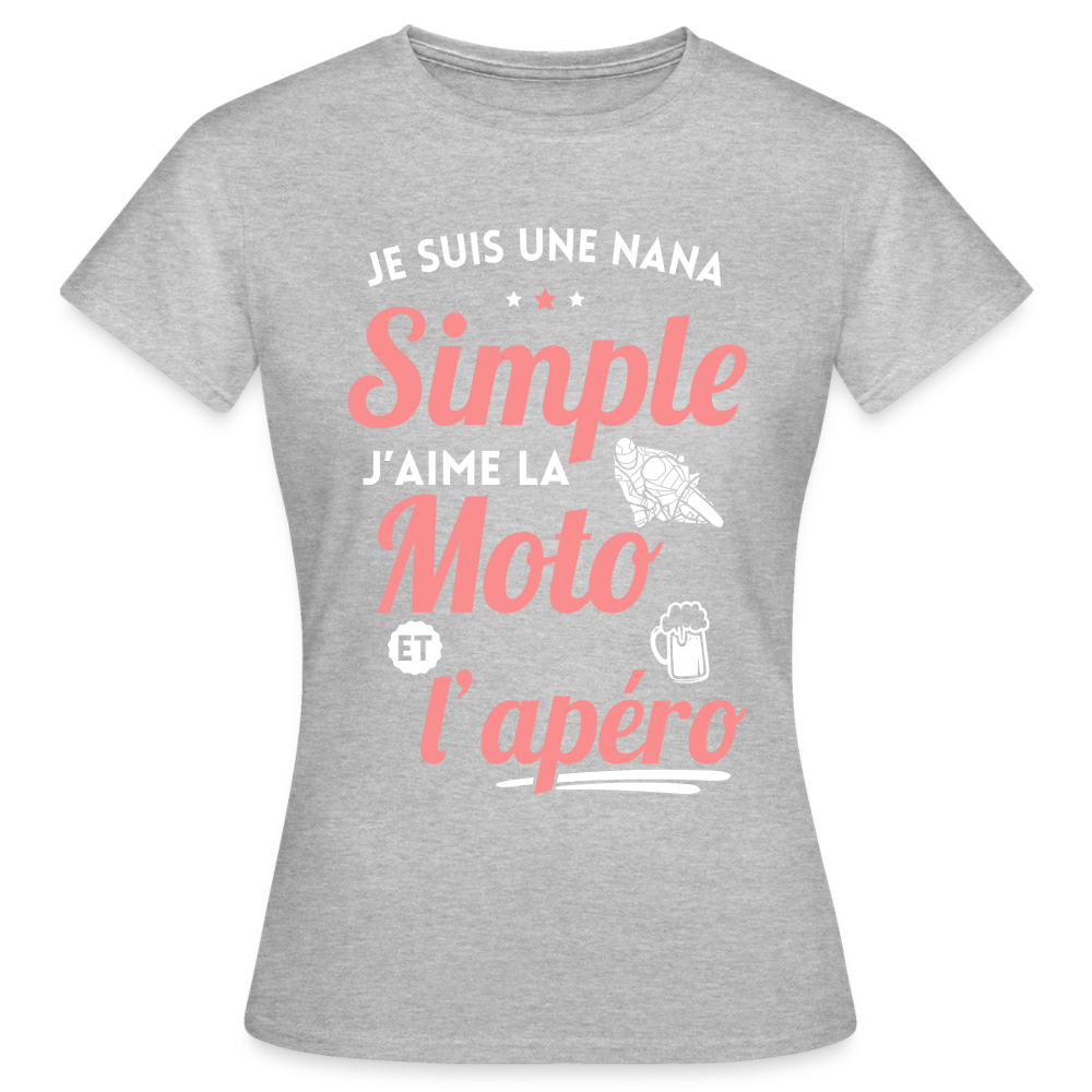 T-shirt Femme - J'aime la moto et l'apéro - gris chiné