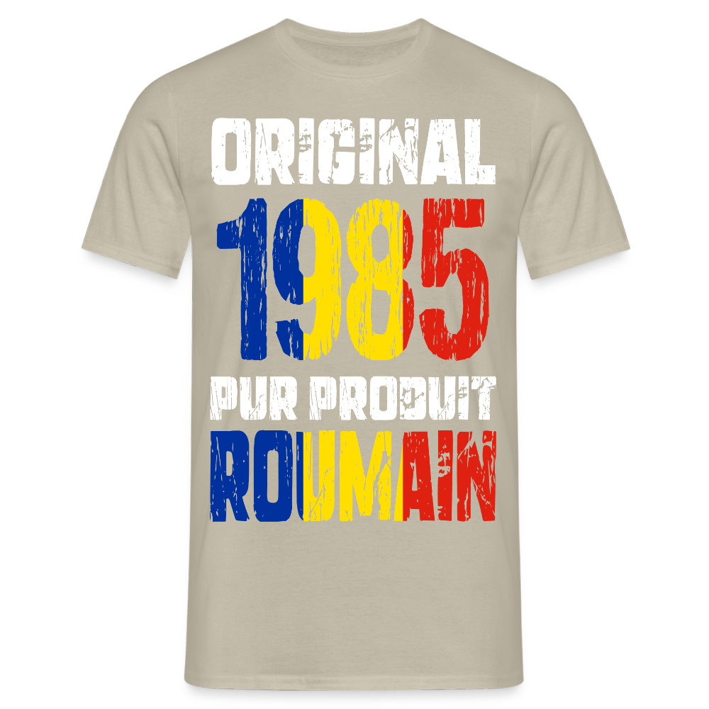 T-shirt Homme - Anniversaire 40 Ans - Original 1985 - Pur produit Roumain - beige sable