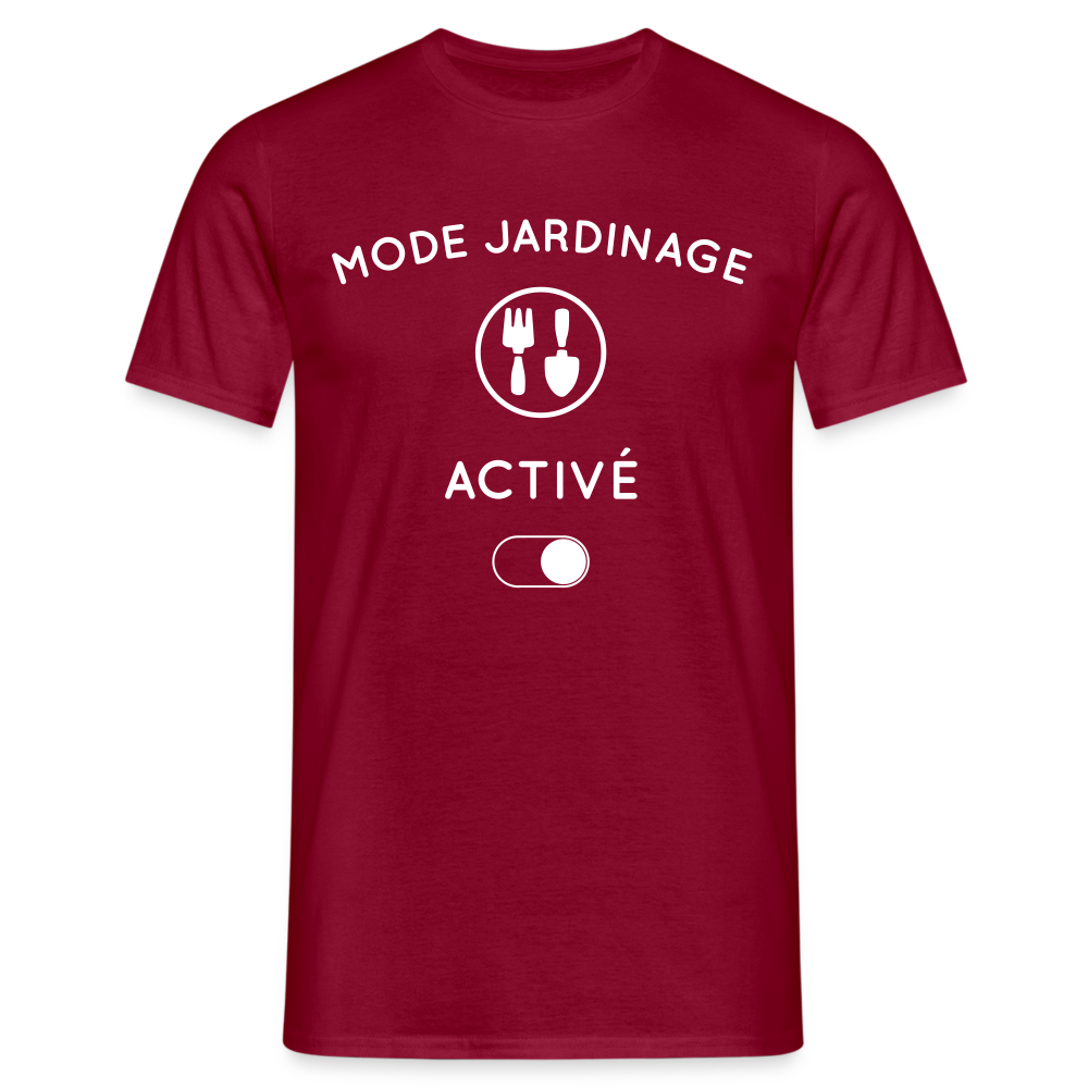 T-shirt Homme - Mode jardinage activé - rouge brique