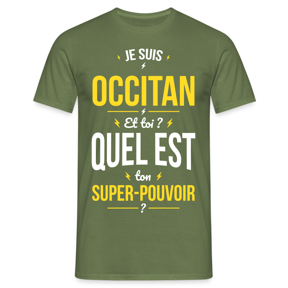 T-shirt Homme - Je suis Occitan - Super-pouvoir - vert militaire