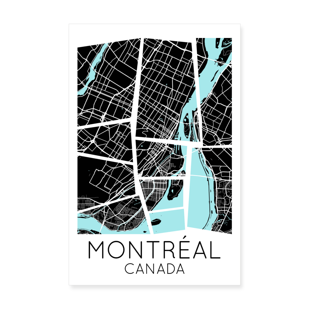 Poster Montréal - Plan Montréal - 20 x 30 cm - blanc