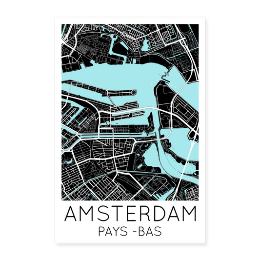 Poster Amsterdam - Plan Amsterdam - 40 x 60 cm - blanc