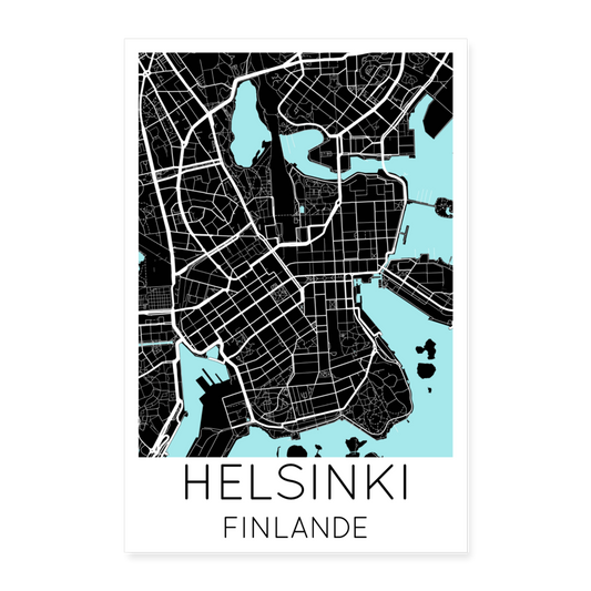 Poster Helsinki - Plan Helsinki - 40 x 60 cm - blanc