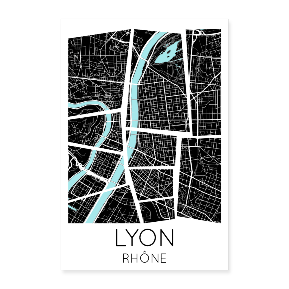 Poster Lyon - Plan Lyon - 60 x 90 cm - blanc