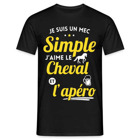 T-shirt Homme - J'aime le cheval et l'apéro - noir