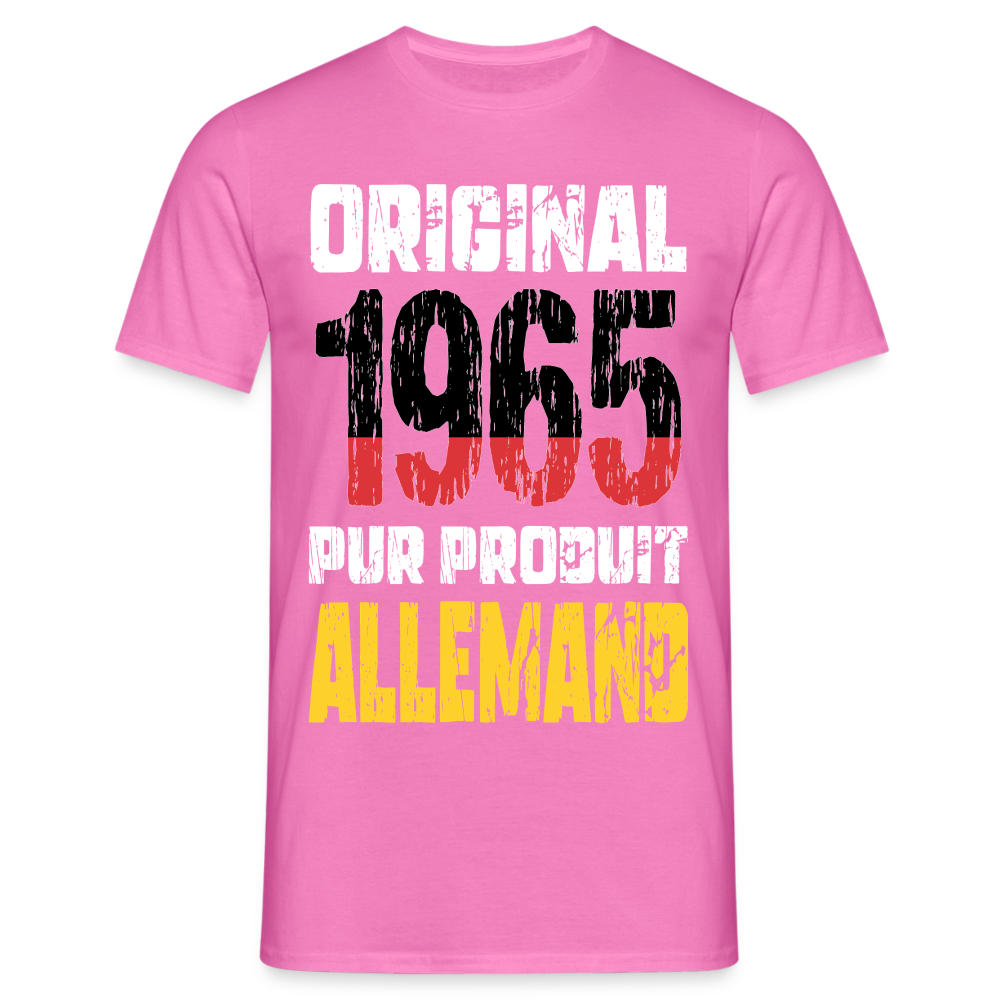 T-shirt Homme - Anniversaire 60 Ans - Original 1965 - Pur produit Allemand - rose