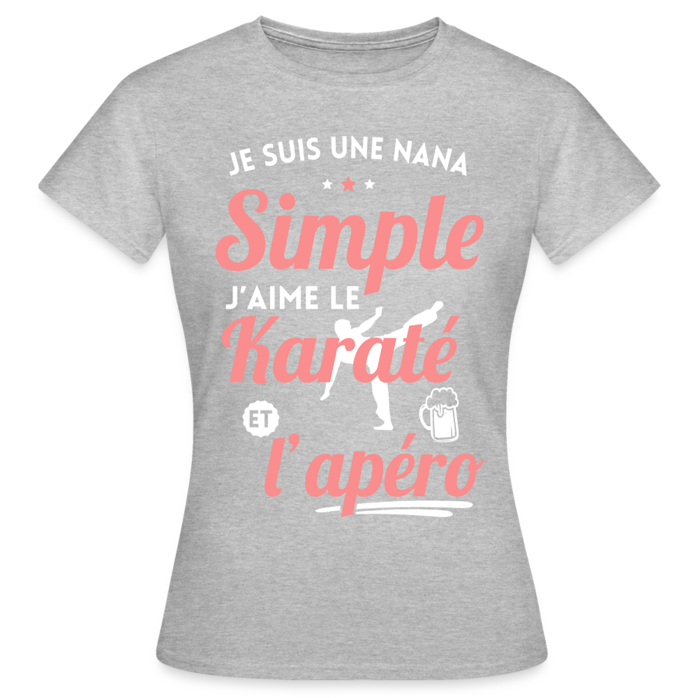 T-shirt Femme - J'aime le karaté et l'apéro - gris chiné