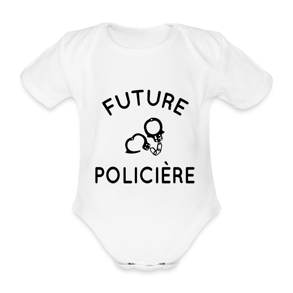 Body Bébé bio manches courtes - Future policière - blanc