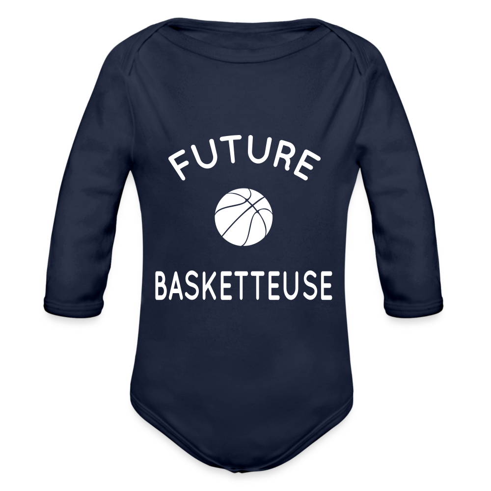 Body Bébé bio manches longues - Future basketteuse - marine foncé