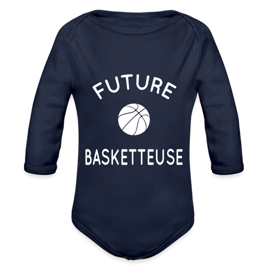 Body Bébé bio manches longues - Future basketteuse - marine foncé