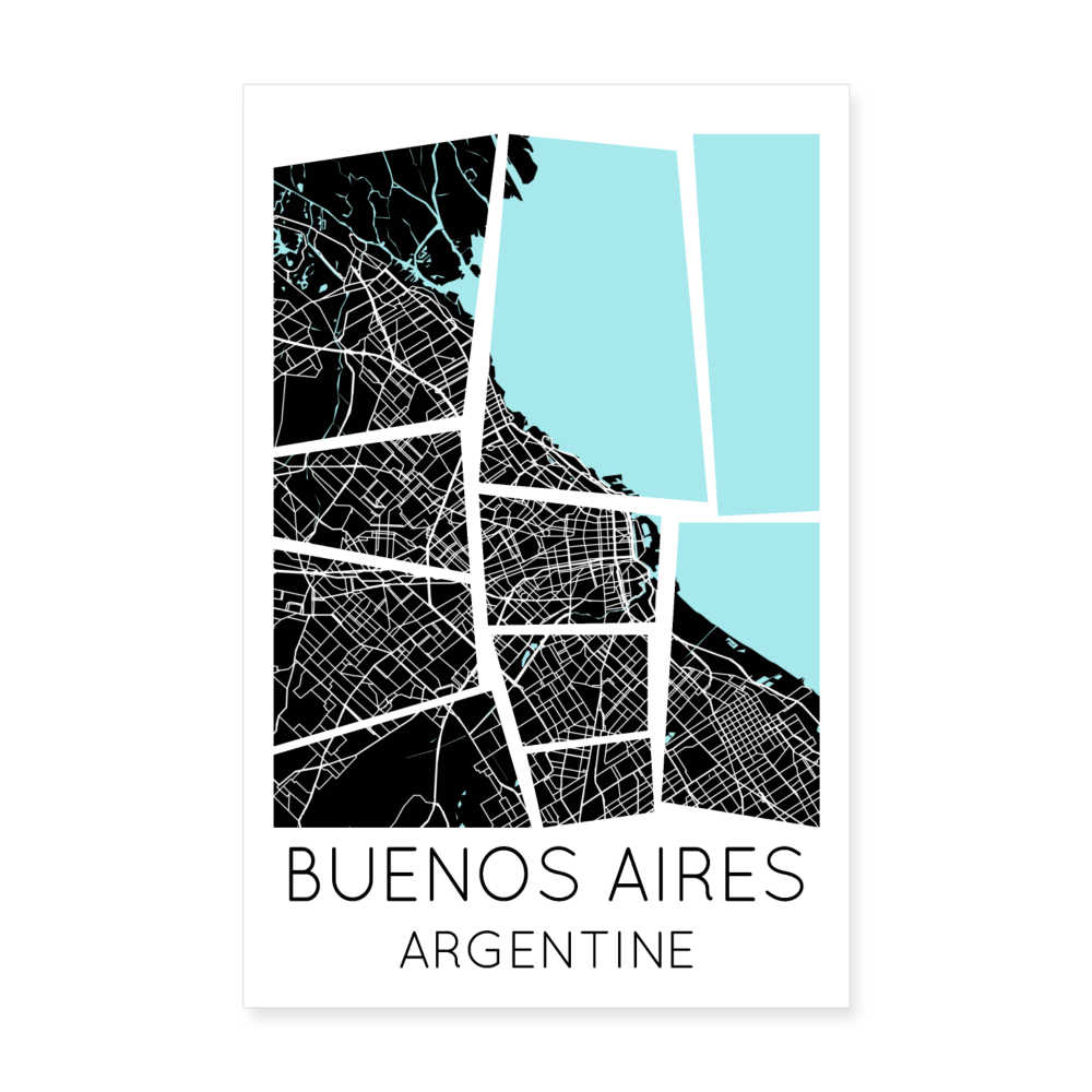 Poster Buenos Aires - Plan Buenos Aires - 20 x 30 cm - blanc