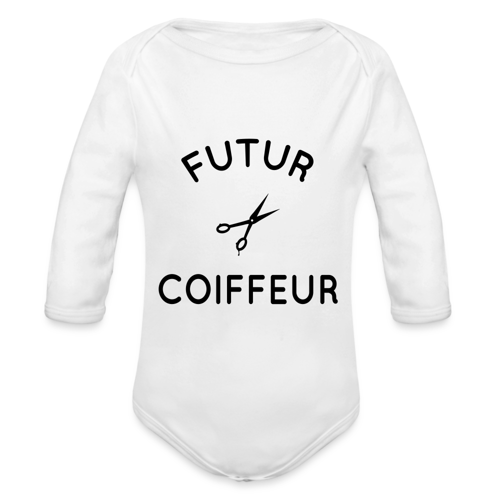 Body Bébé bio manches longues - Futur coiffeur - blanc