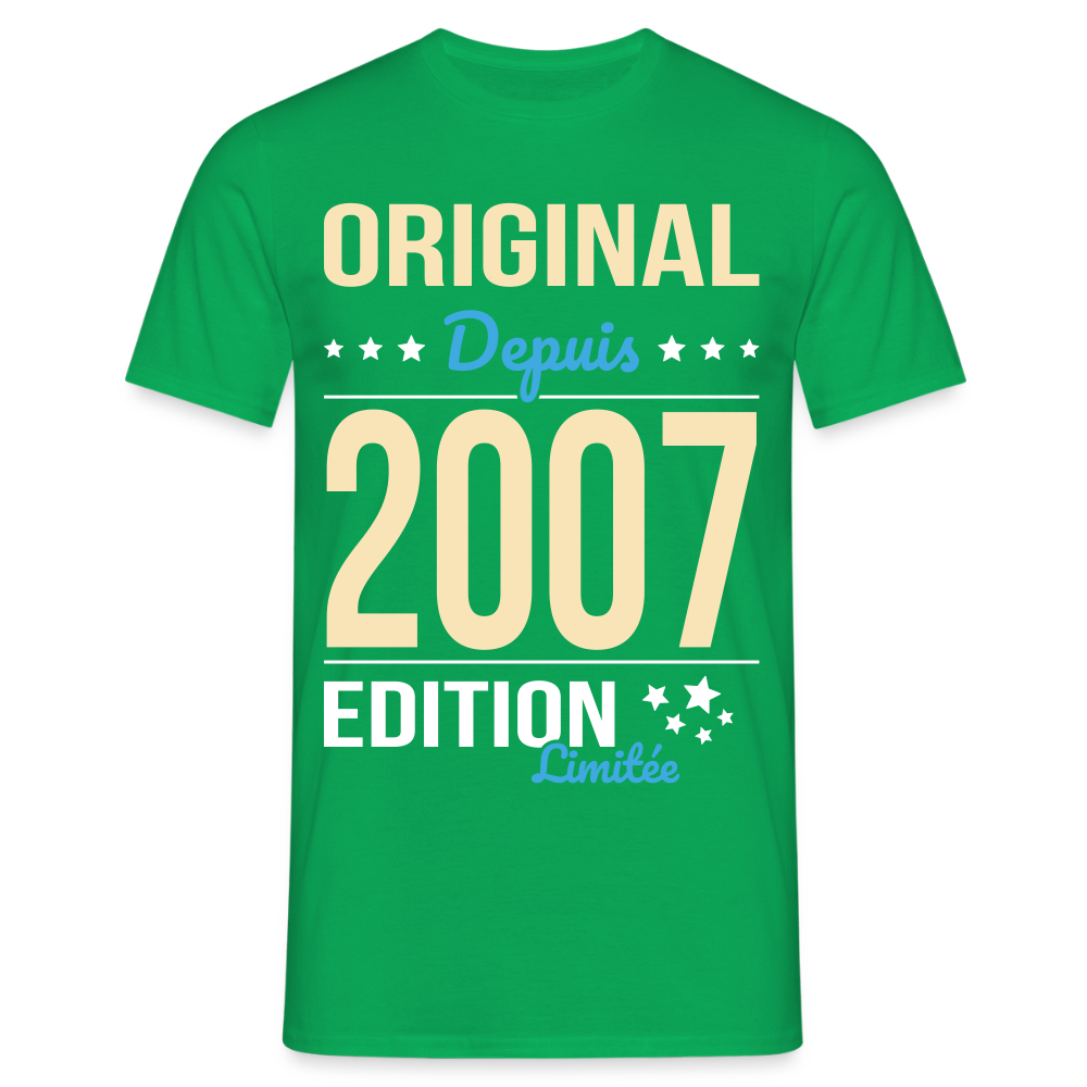 T-shirt Homme - Anniversaire 18 Ans - Original depuis 2007 - vert