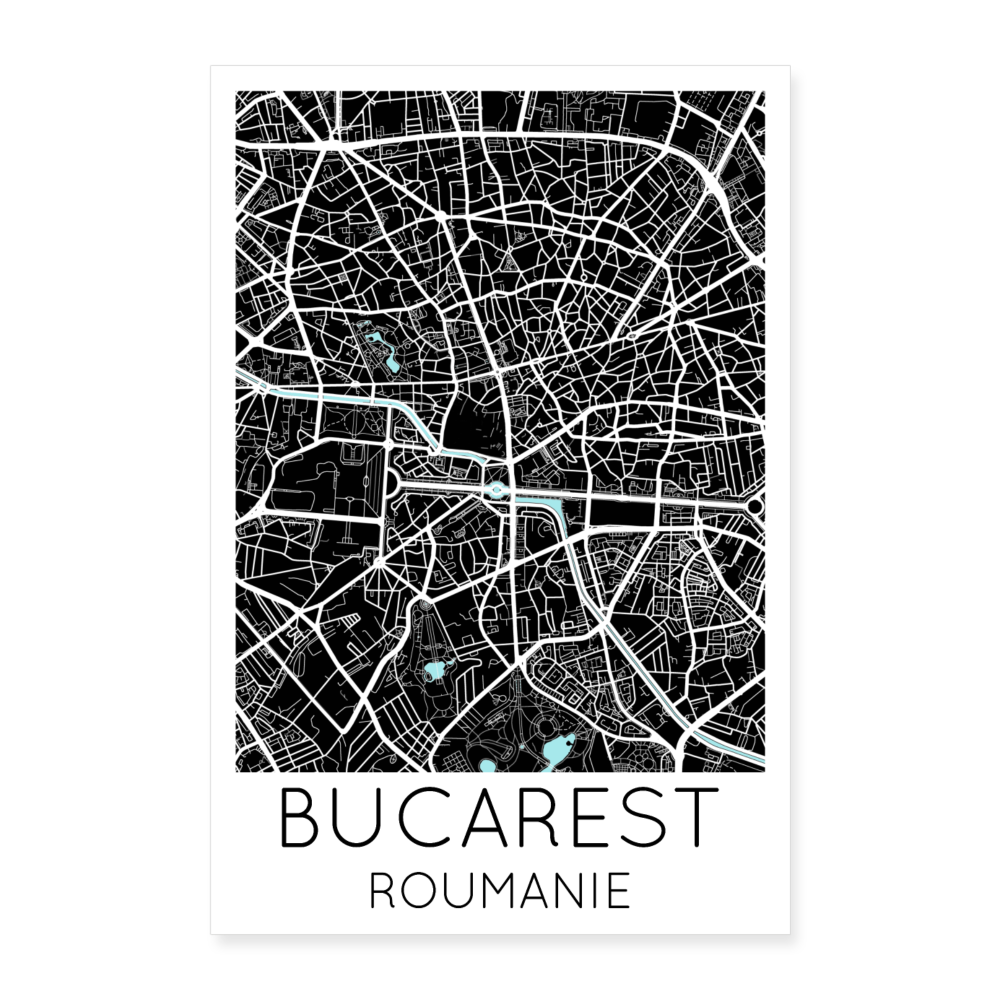 Poster Bucarest - Plan Bucarest - 60 x 90 cm - blanc