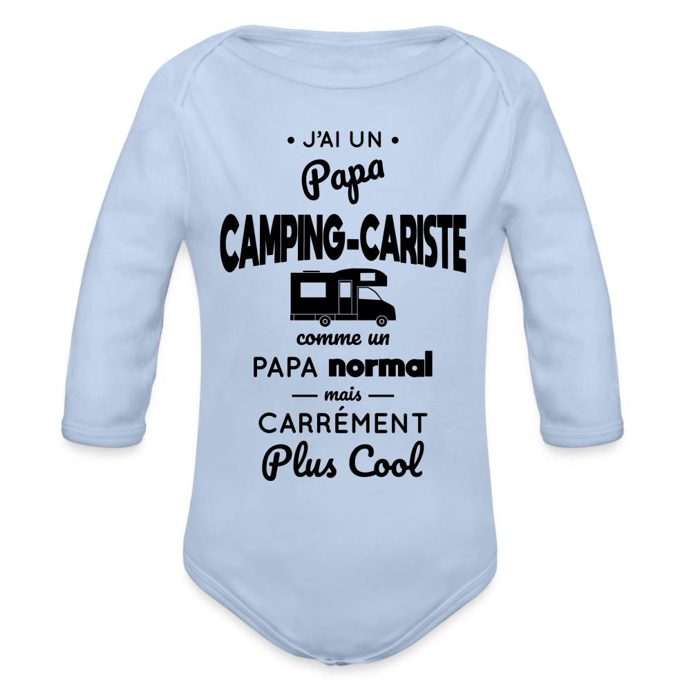 Body Bébé bio manches longues - J'ai un papa camping-cariste - ciel