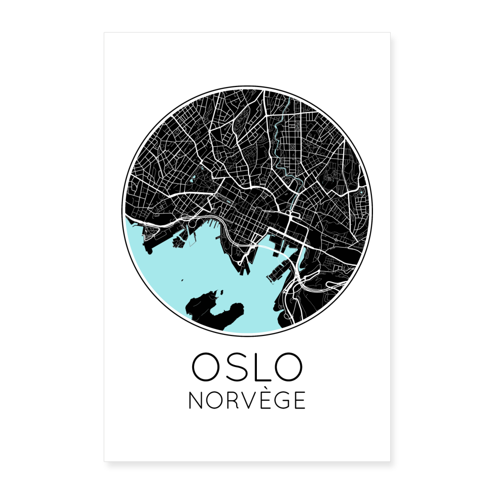 Poster Oslo - Plan Oslo - 40 x 60 cm - blanc