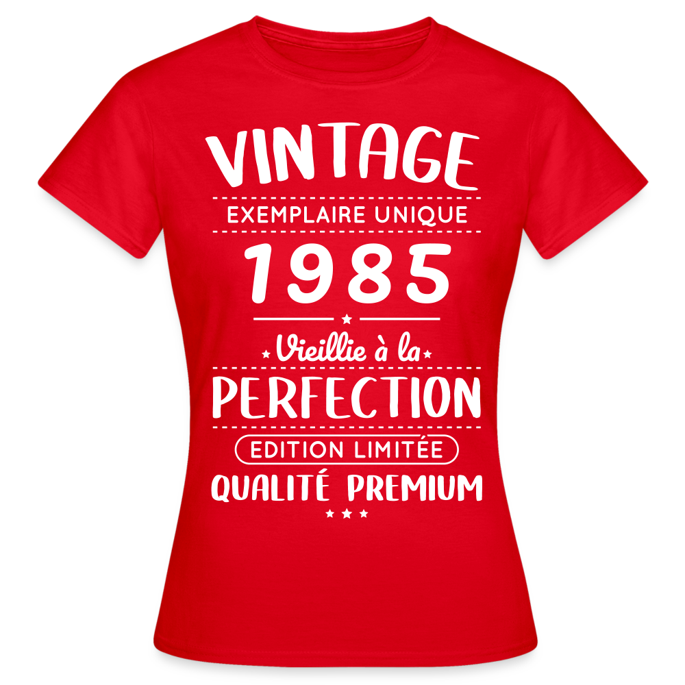 T-shirt Femme - Anniversaire 40 Ans - Vintage 1985 - rouge