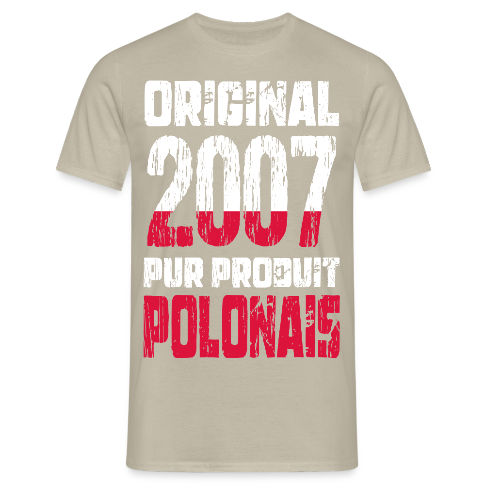 T-shirt Homme - Anniversaire 18 Ans - Original 2007 - Pur produit Polonais - beige sable