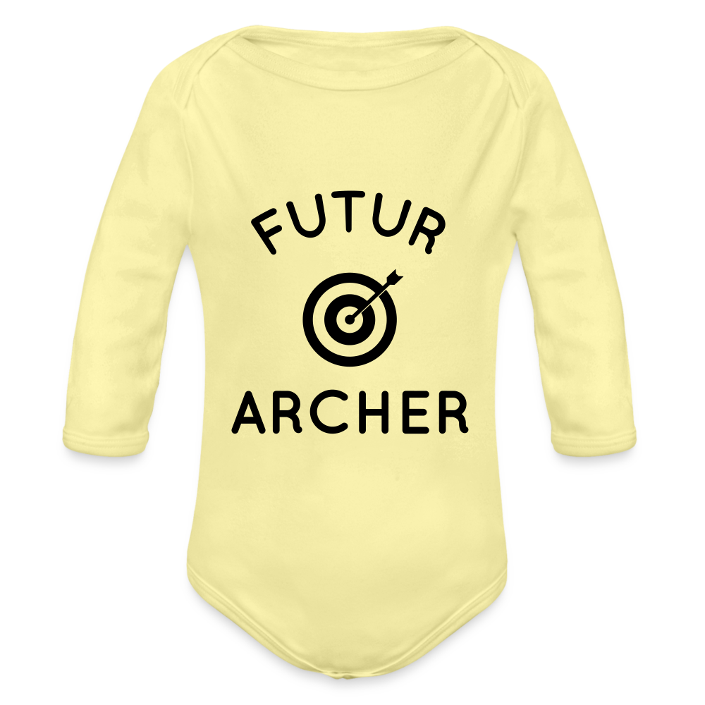 Body Bébé bio manches longues - Futur archer - jaune délavé