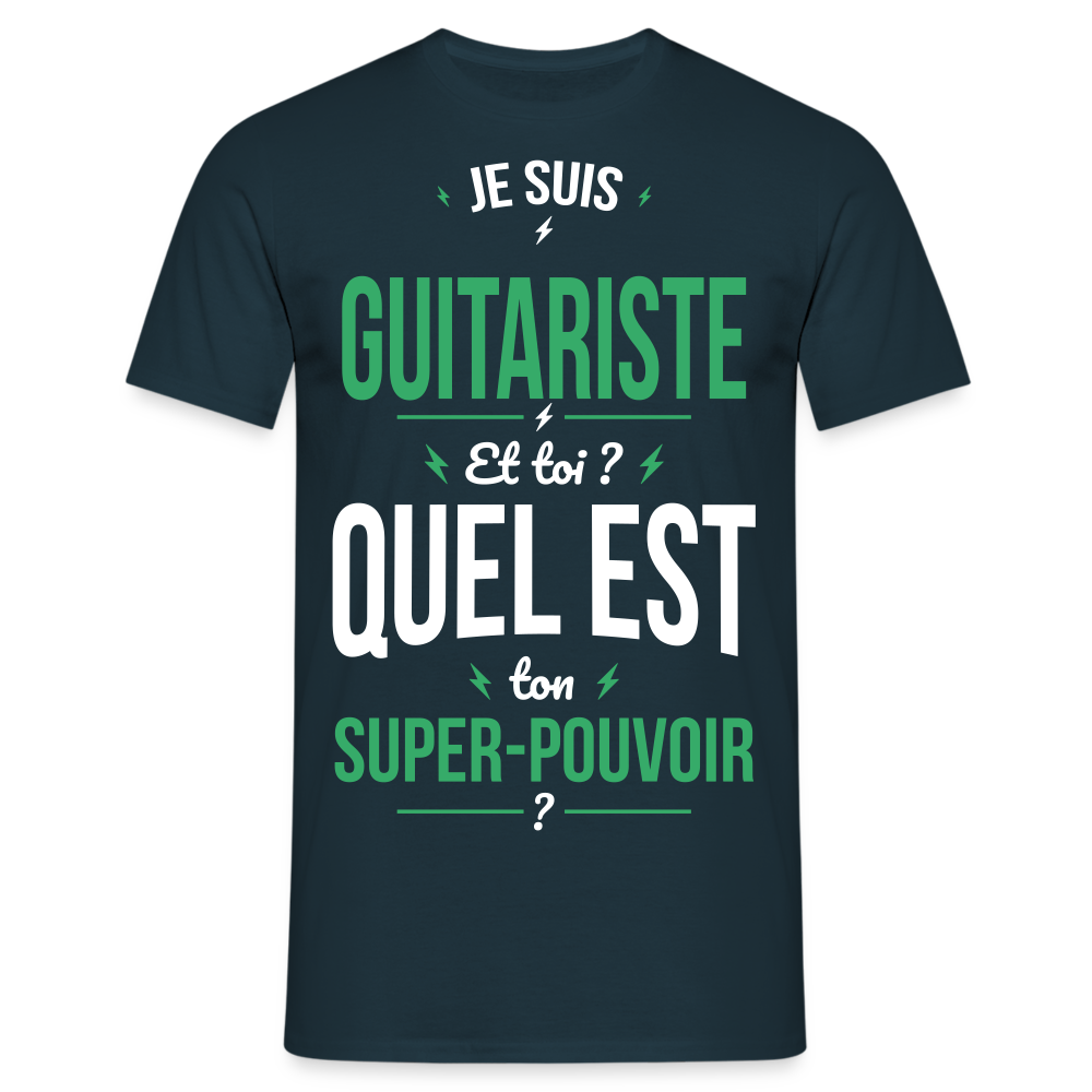 T-shirt Homme - Je suis guitariste - Super-pouvoir - marine