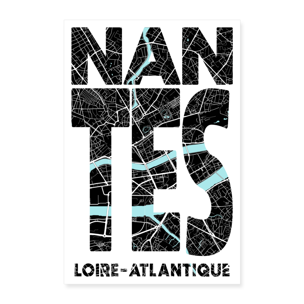 Poster Nantes - Plan Nantes - 60 x 90 cm - blanc