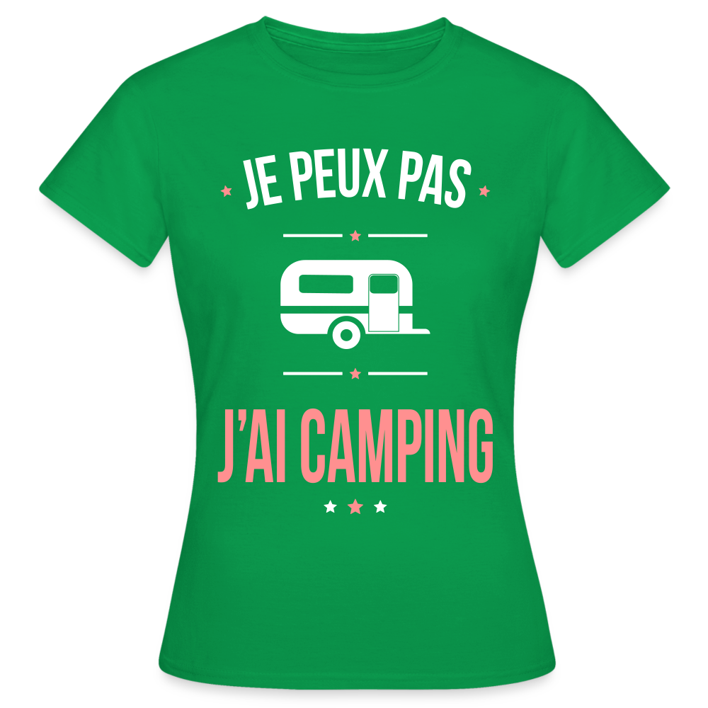 T-shirt Femme - Je peux pas j'ai Camping - vert