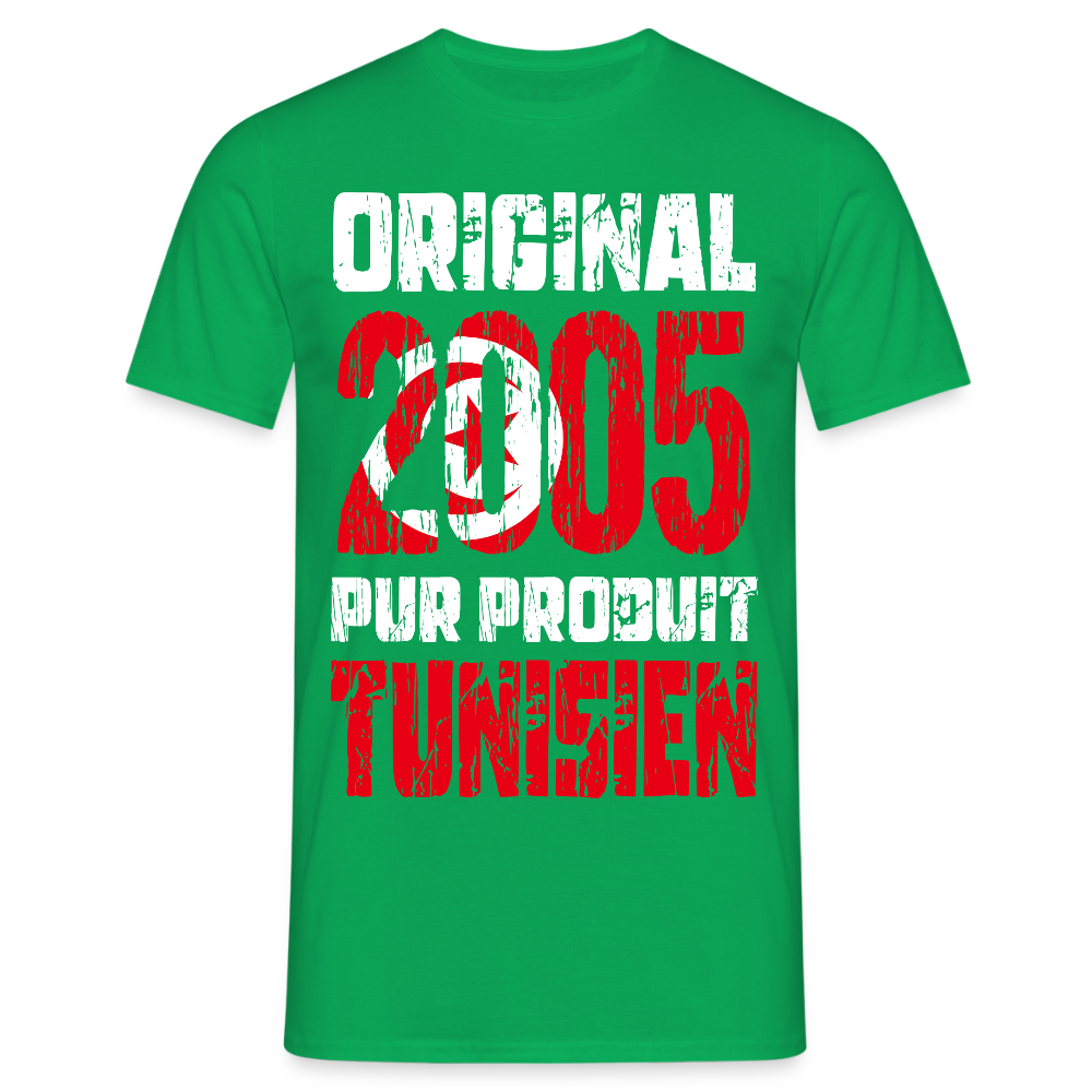 T-shirt Homme - Anniversaire 20 Ans - Original 2005 - Pur produit Tunisien - vert