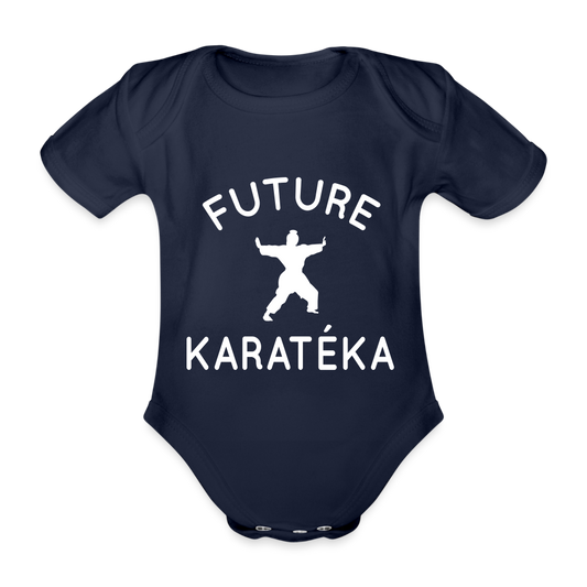 Body Bébé bio manches courtes - Future karatéka - marine foncé