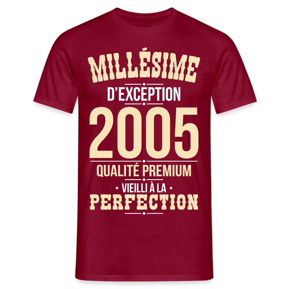 T-shirt Homme - Anniversaire 20 Ans - Millésime 2005 - rouge brique