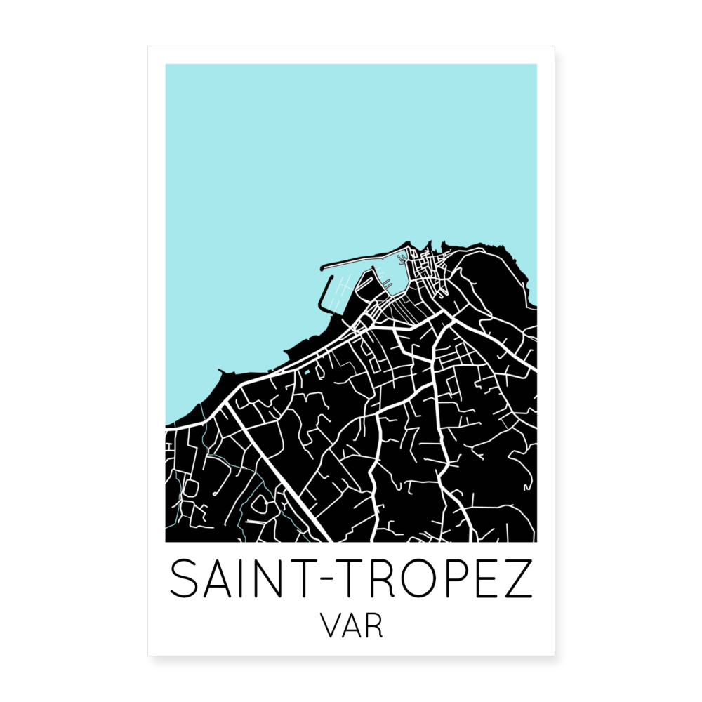 Poster Saint-Tropez - Plan Saint-Tropez - 60 x 90 cm - blanc