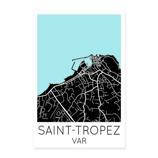 Poster Saint-Tropez - Plan Saint-Tropez - 60 x 90 cm - blanc