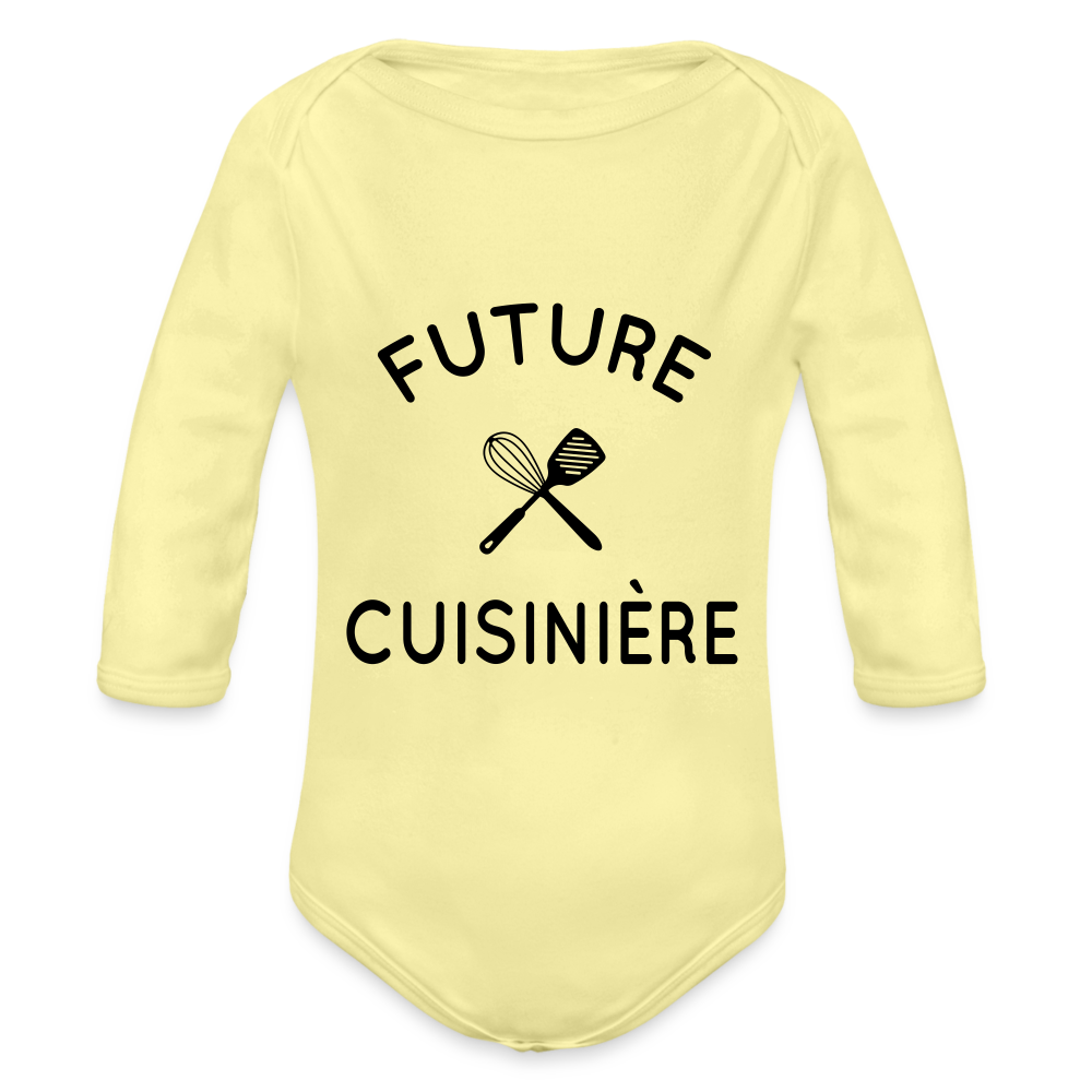 Body Bébé bio manches longues - Future cuisinière - jaune délavé