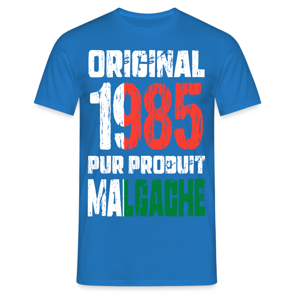 T-shirt Homme - Anniversaire 40 Ans - Original 1985 - Pur produit Malgache - bleu royal